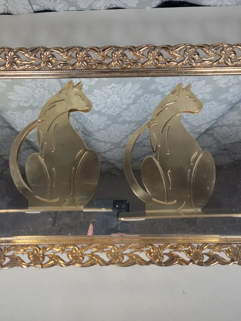 Vintage Brass Cat Bookends - Set of 2